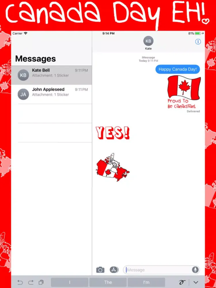 Ảnh chụp màn hình của Canada Day EH! iPad 