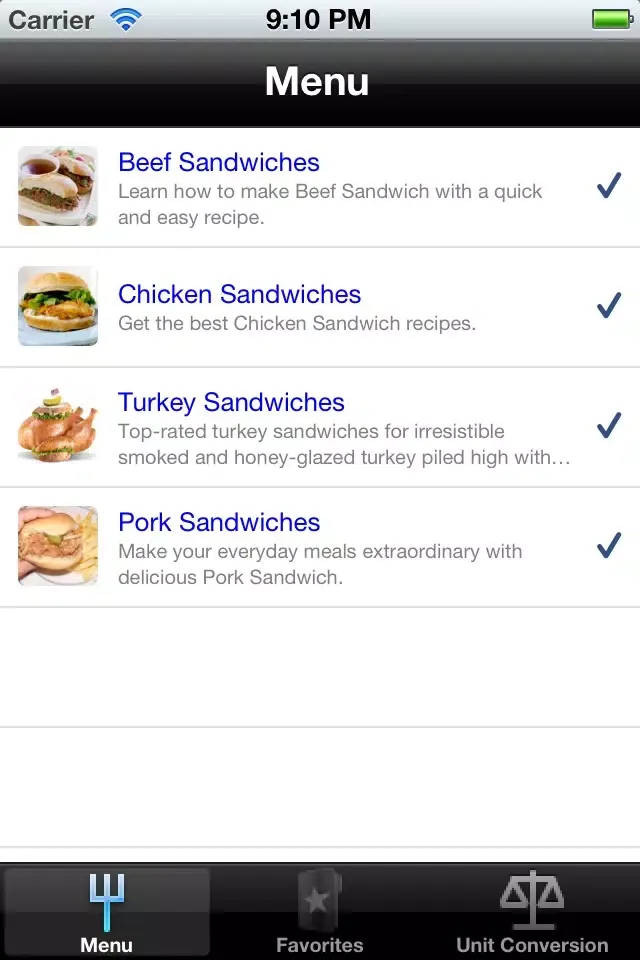 Sandwiches. Screenshots