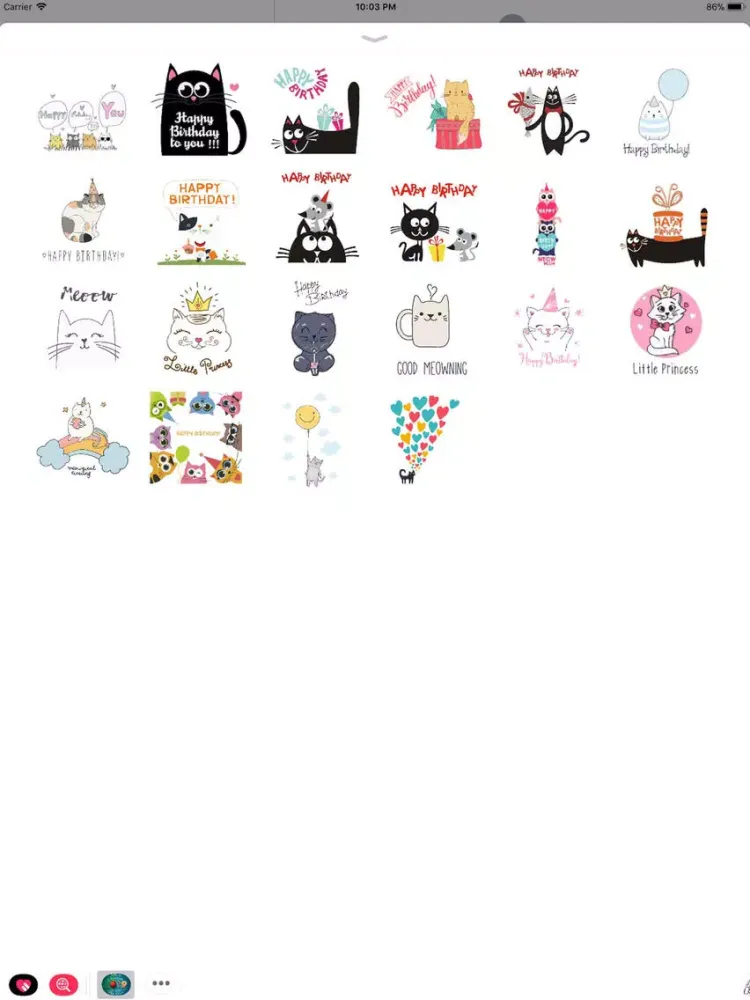Capturas de tela do Cute Cat Birthday Stickers iPad 