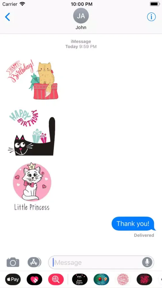 Capturas de tela do Cute Cat Birthday Stickers