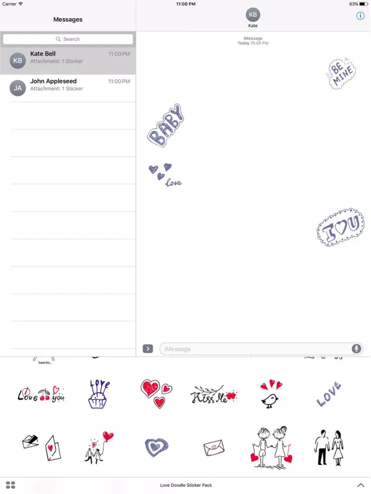 Screenshot di Love Doodle Sticker Pack iPad 
