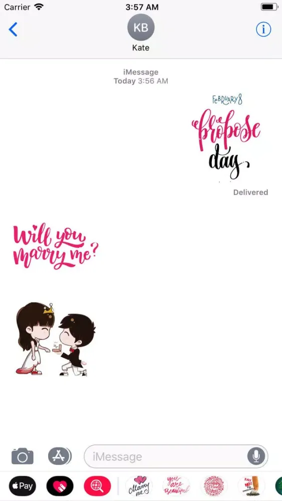 Tangkapan skrin Propose Day Animated Valentine