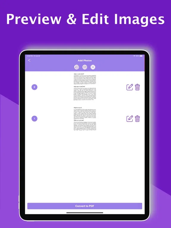 Picture to PDF Converter tools iPad  Screenshots