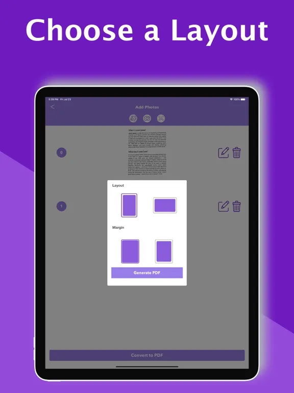 Picture to PDF Converter tools iPad  Screenshots