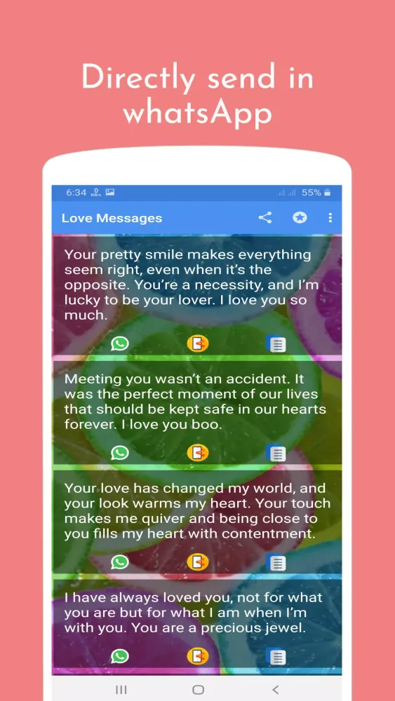 Ảnh chụp màn hình của Love messages pro : sweet love