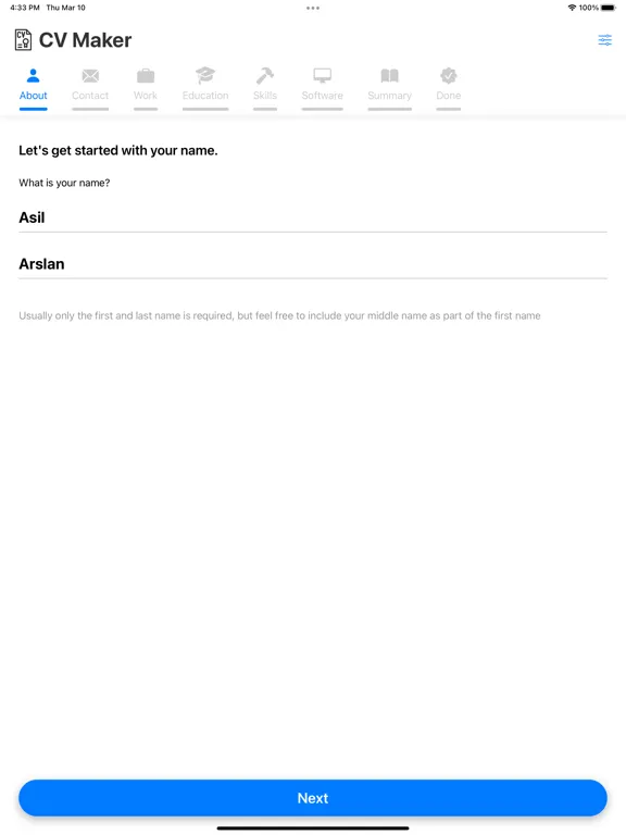CV Maker Builder iPad  Screenshots