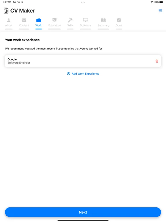 CV Maker Builder iPad  Screenshots