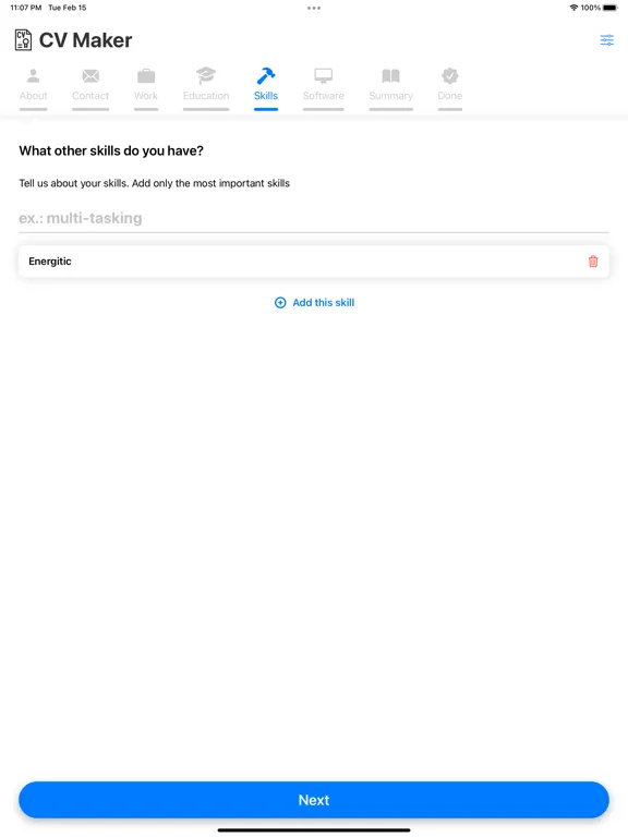 CV Maker Builder iPad  Screenshots