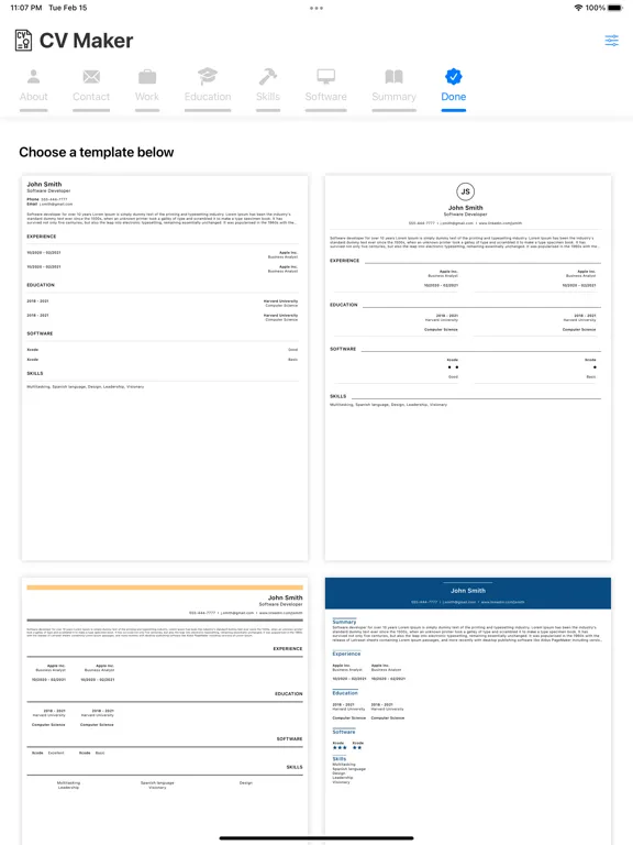 CV Maker Builder iPad  Screenshots