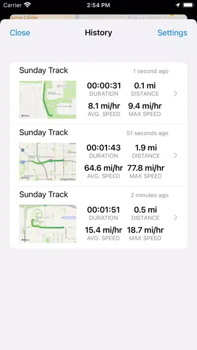 Velespit Route Tracker GPS Screenshots