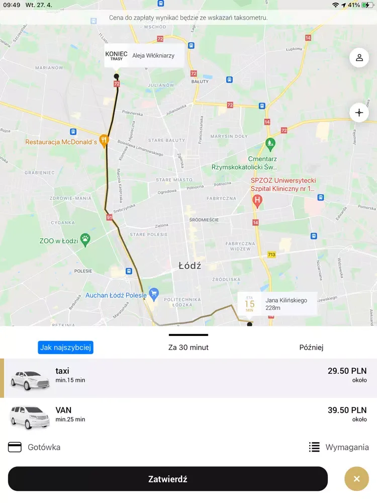 Zrzuty ekranu Fortuna Taxi iPad 
