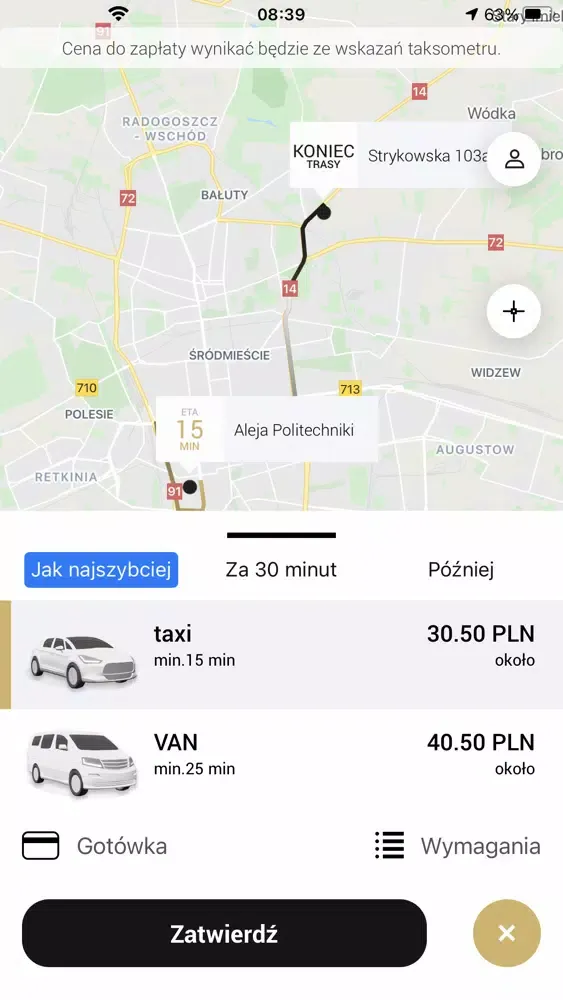 Zrzuty ekranu Fortuna Taxi