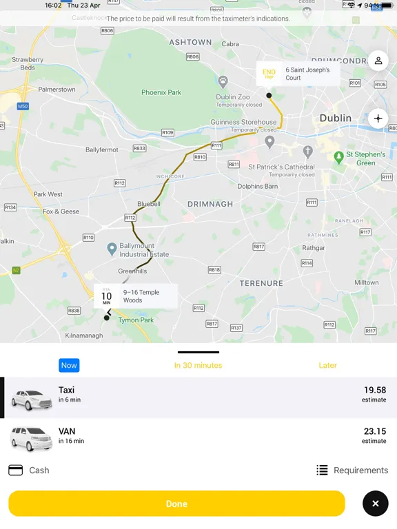 Capturas de tela do Joemaxi The Irish Taxi App iPad 