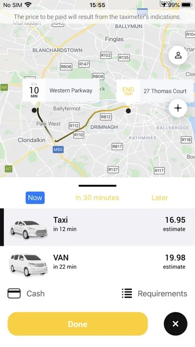 Capturas de tela do Joemaxi The Irish Taxi App