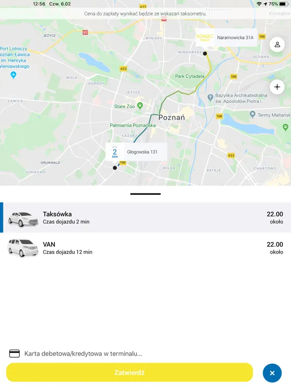 Ảnh chụp màn hình của Zamawiam Taxi iPad 