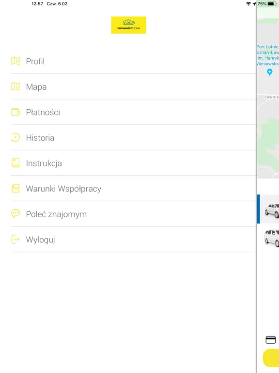 Ảnh chụp màn hình của Zamawiam Taxi iPad 