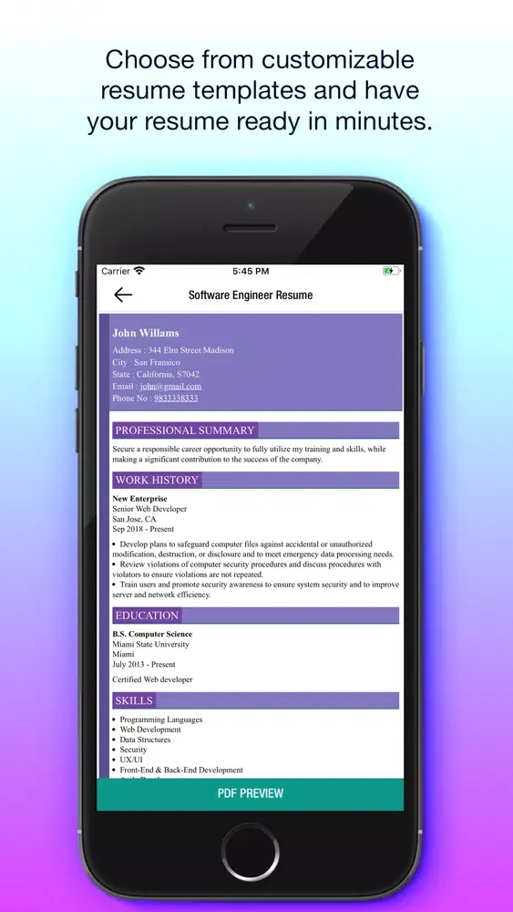 Screenshot di CV Builder - My Resume Builder