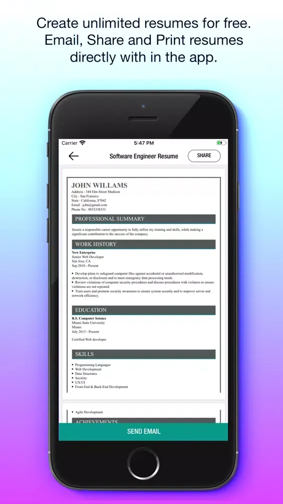 Screenshot di CV Builder - My Resume Builder