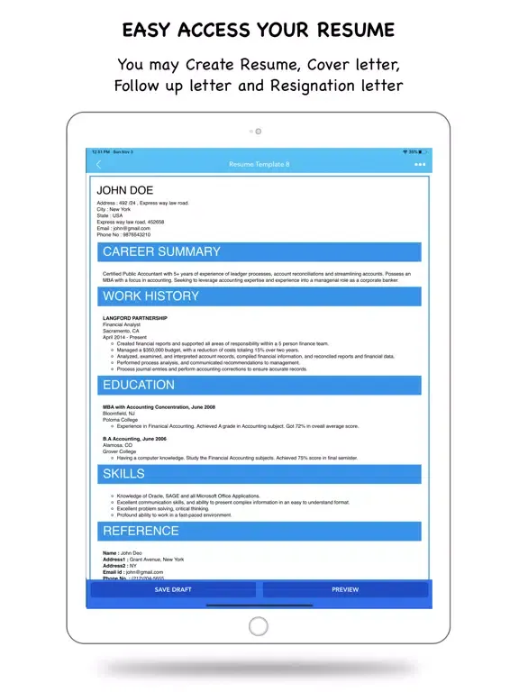 Resume Builder - CV Creator iPad  Screenshots