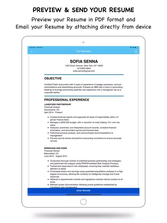 Resume Builder - CV Creator iPad  Screenshots