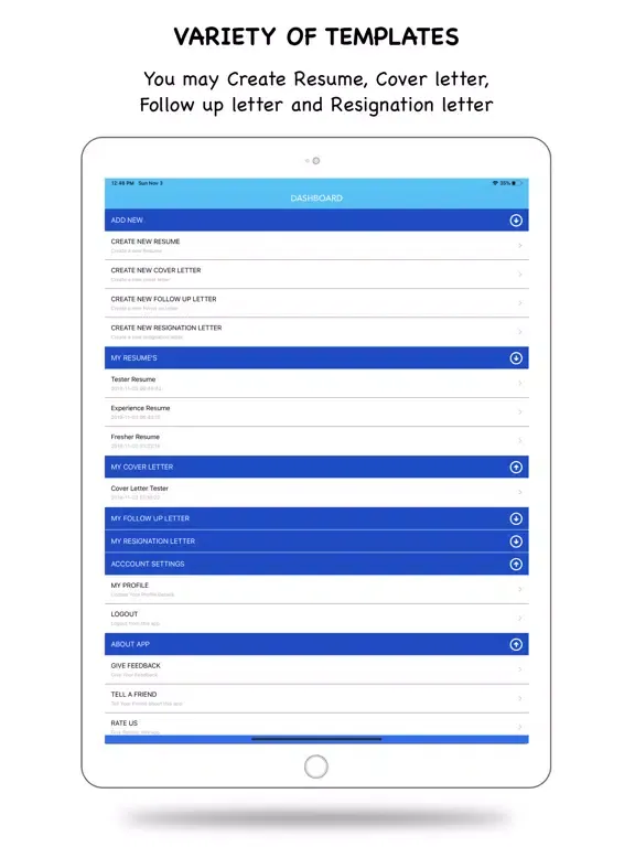 Resume Builder - CV Creator iPad  Screenshots