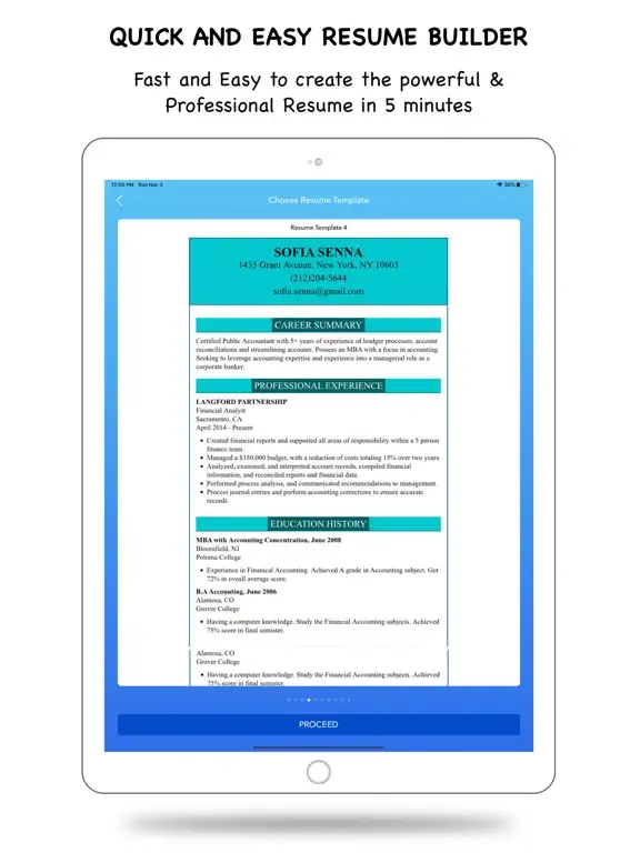 Resume Builder - CV Creator iPad  Screenshots