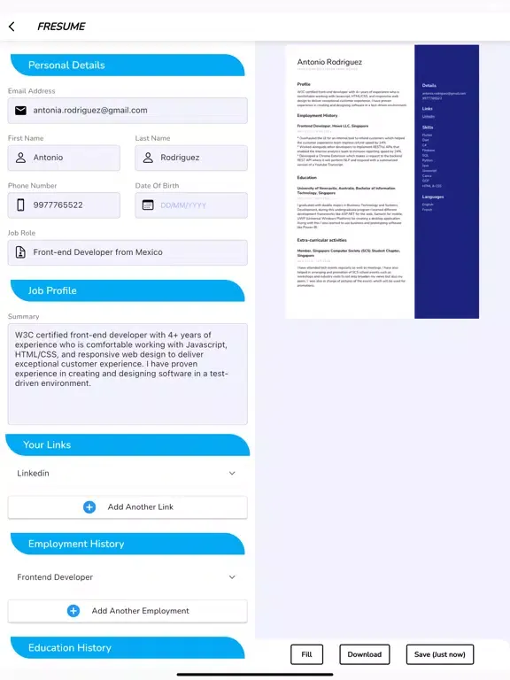 Resume Maker - CV Builder iPad  Screenshots