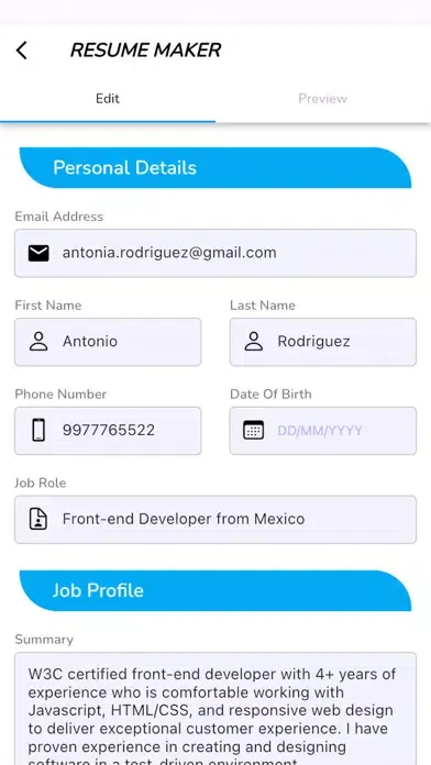 Resume Maker - CV Builder Screenshots