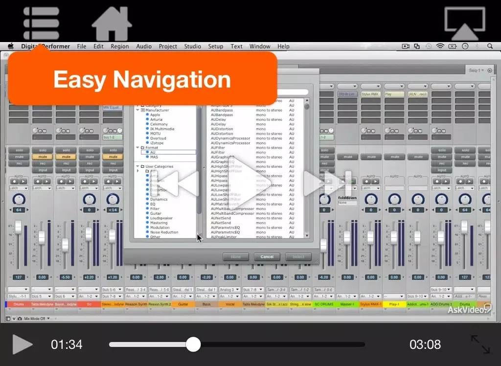 AV for Digital Performer 8 100 - What's New In DP8 iPad  سکرین شاٹس