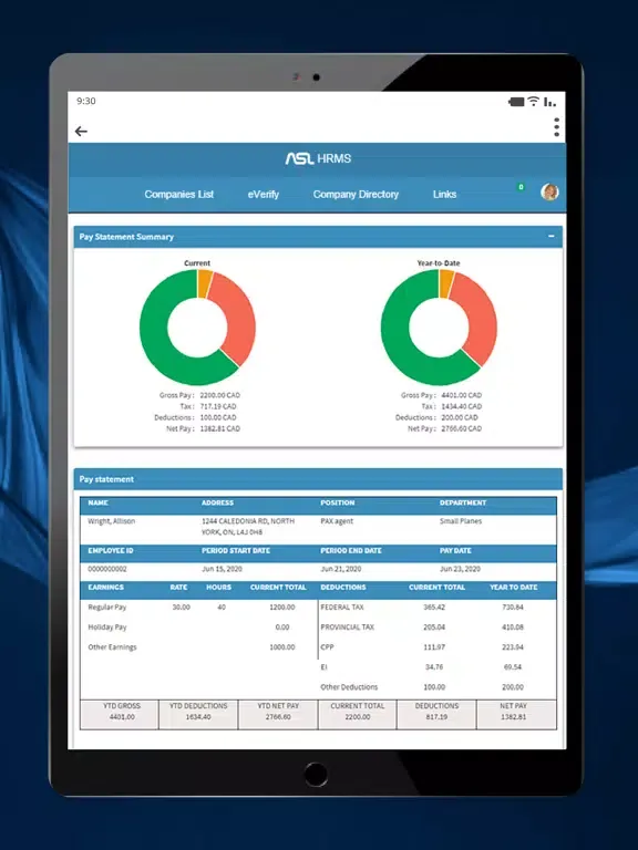 Screenshot di ASL myHR iPad 