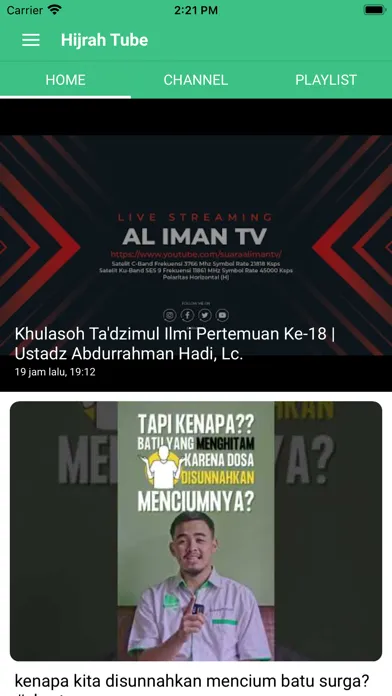 Tangkapan skrin HijrahApp - Dakwah Sunnah
