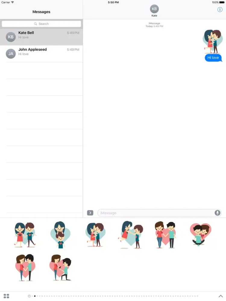 Loving Couple Stickers for iMessage iPad 应用截图