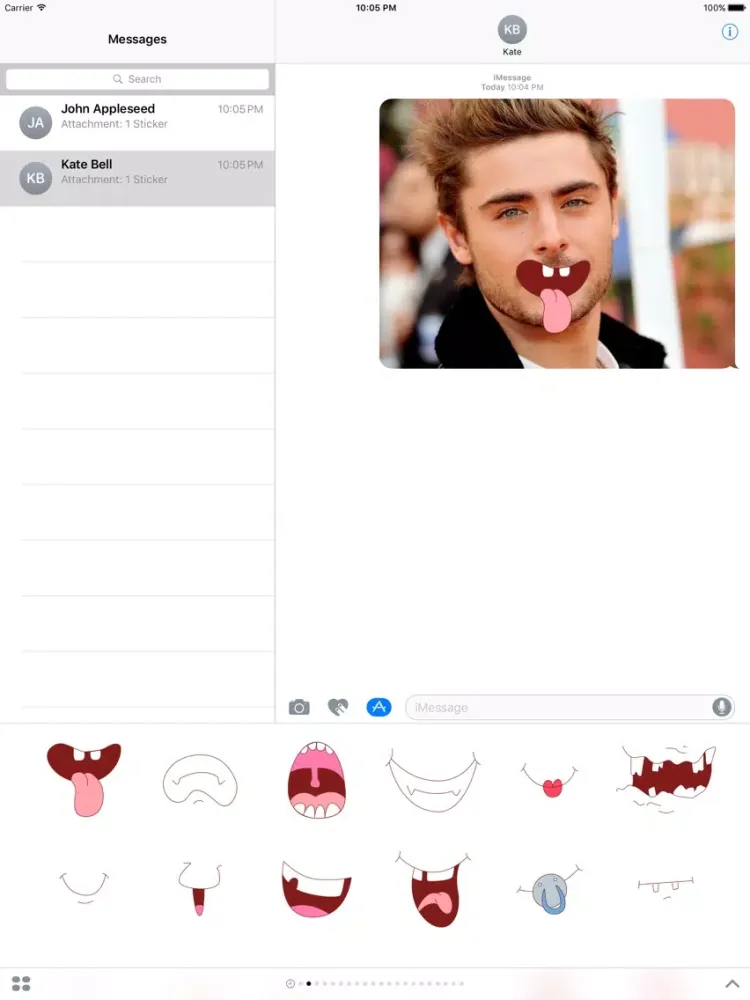 تصاویر Funny Stickers - Cartoon Mouth iPad 