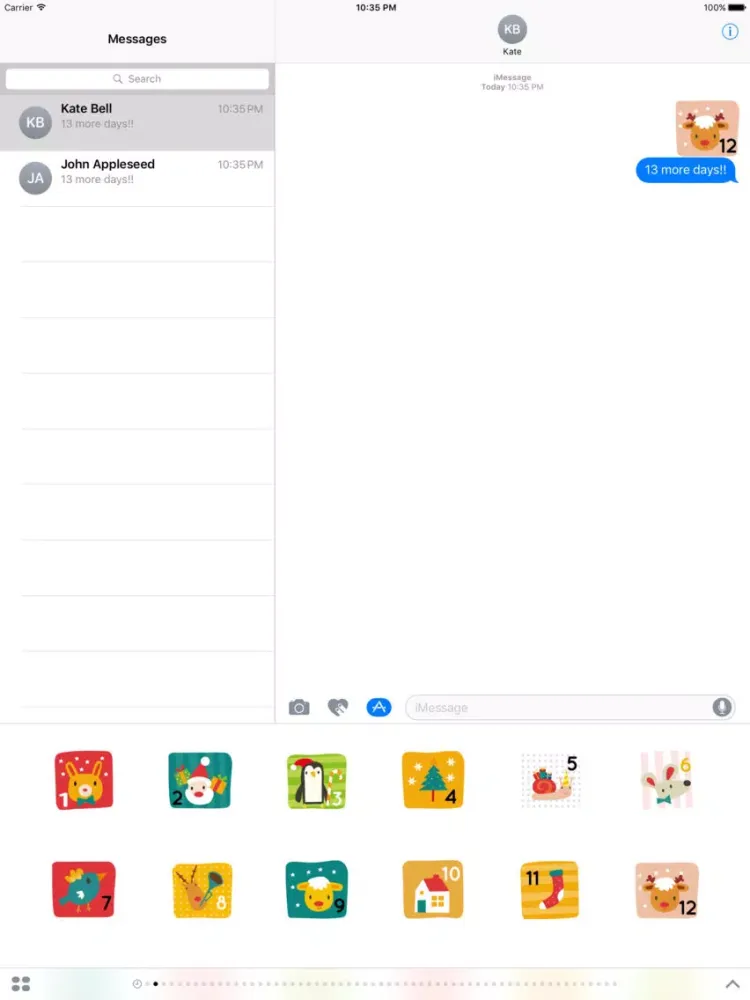 Christmas Count Down Calendar for iMessage iPad  Screenshots