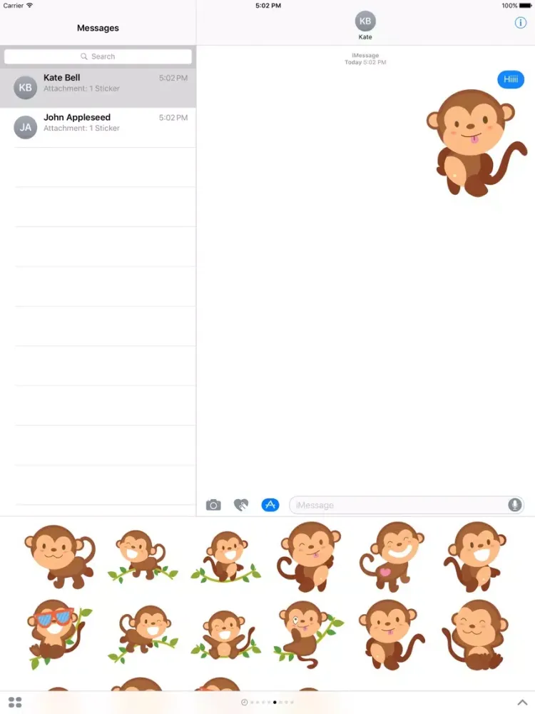 Sticker Silly Monkey for iMessage iPad  スクリーンショット