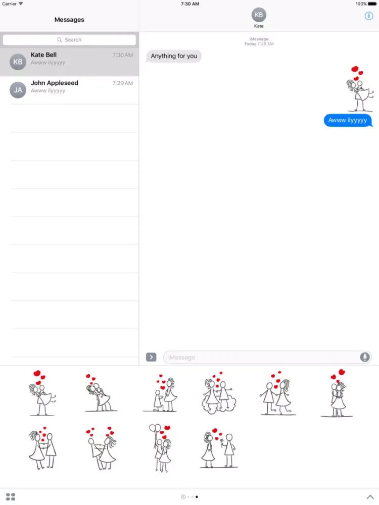 Romantic Couple Stickers iPad  سکرین شاٹس