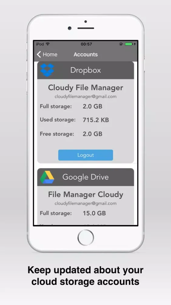 تصاویر Cloudy - File manager for Dropbox, Box and GDrive