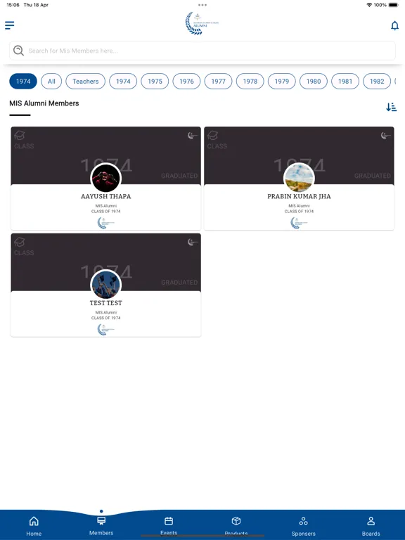 MIS Alumni iPad  Screenshots