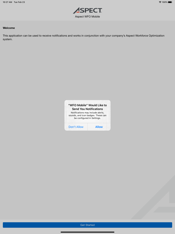 Tangkapan skrin WFO Mobile iPad 