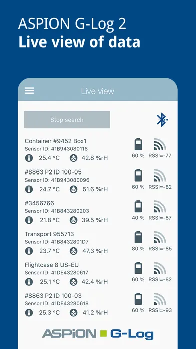 Zrzuty ekranu ASPION G-Log Data logger