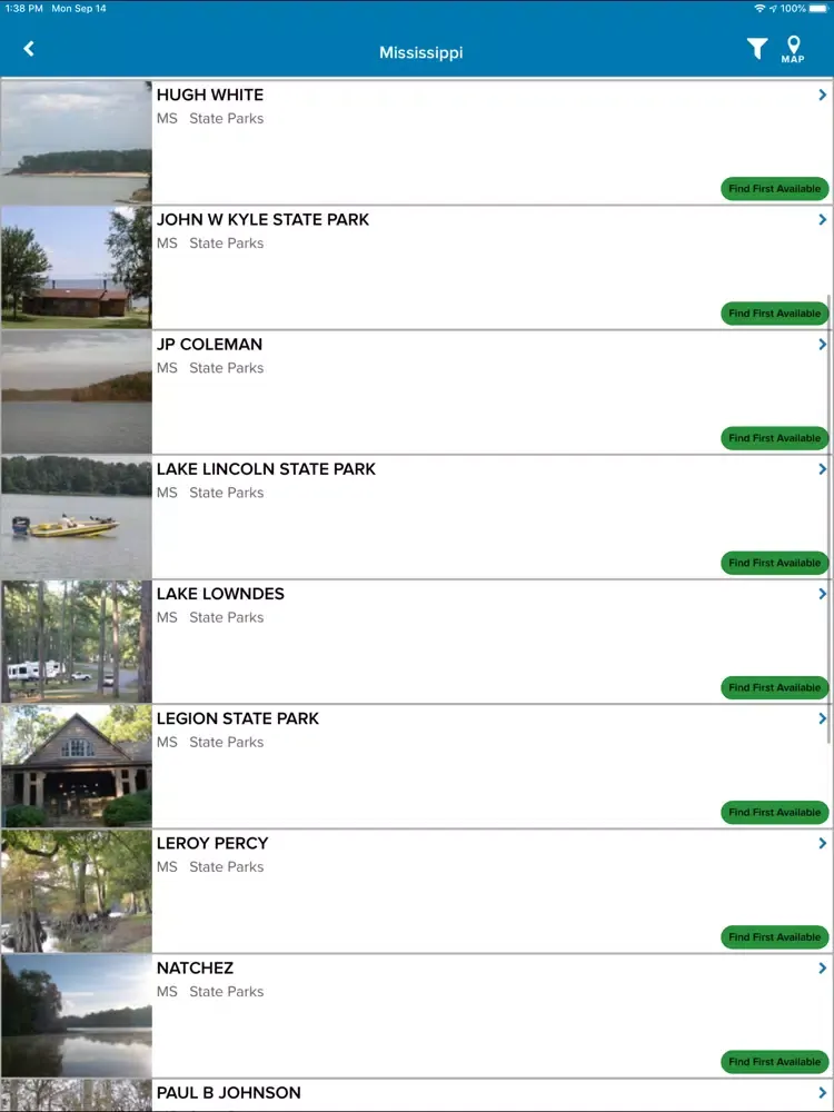 Captures d'écran de MS State Parks iPad 