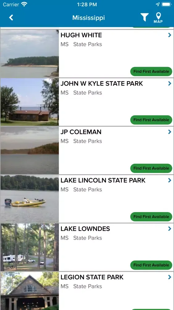 Captures d'écran de MS State Parks