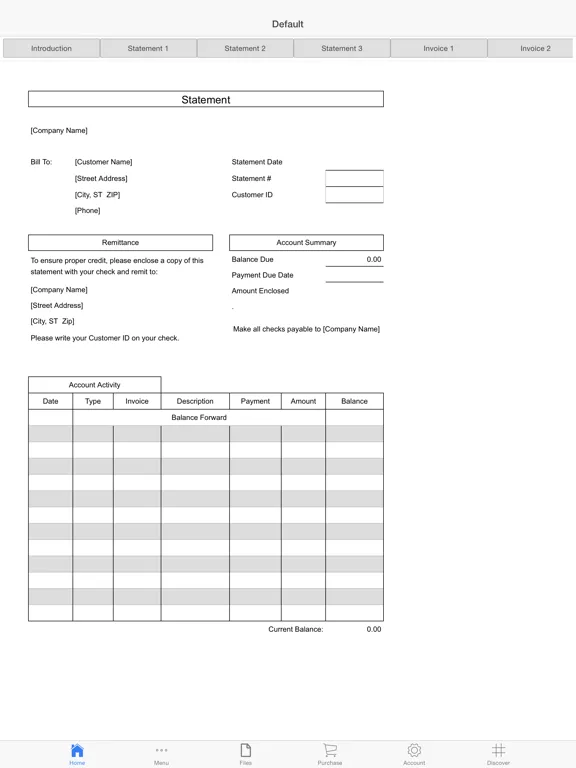 Ảnh chụp màn hình của Billing Statement iPad 
