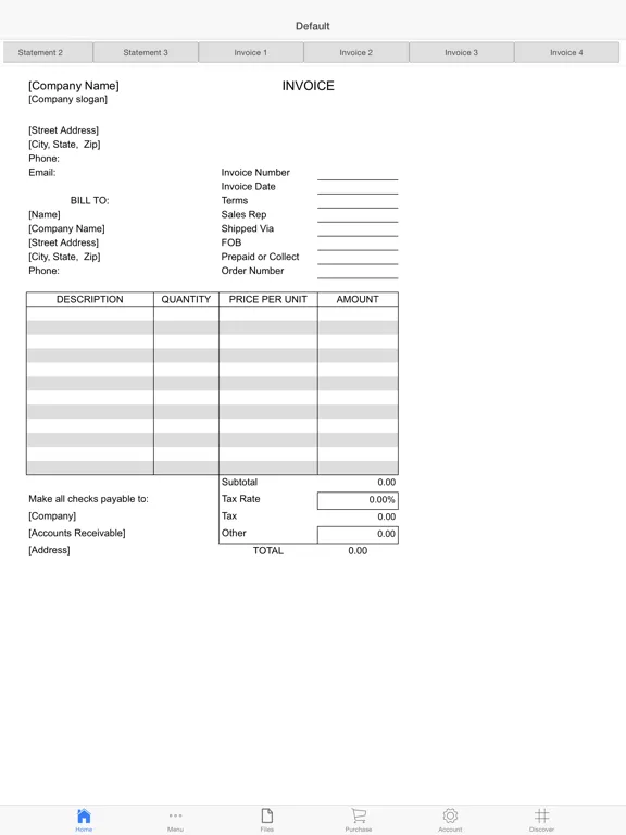 Ảnh chụp màn hình của Billing Statement iPad 