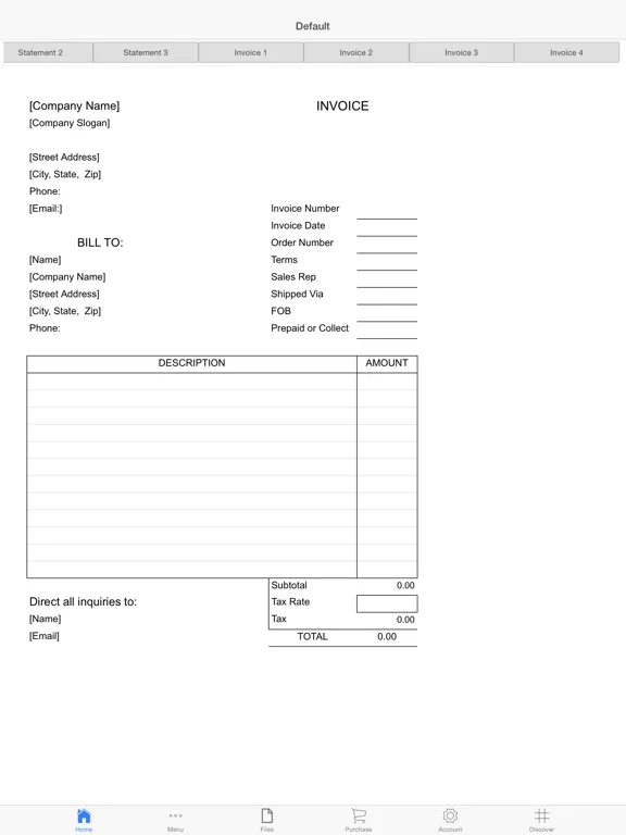 Ảnh chụp màn hình của Billing Statement iPad 