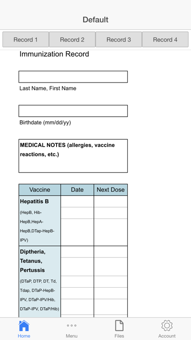 Tangkapan skrin Immunization Log