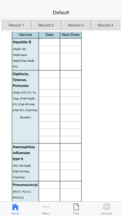 Tangkapan skrin Immunization Log