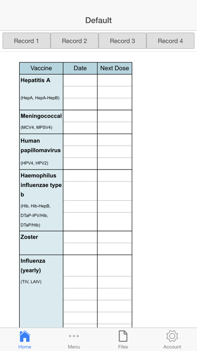 Tangkapan skrin Immunization Log
