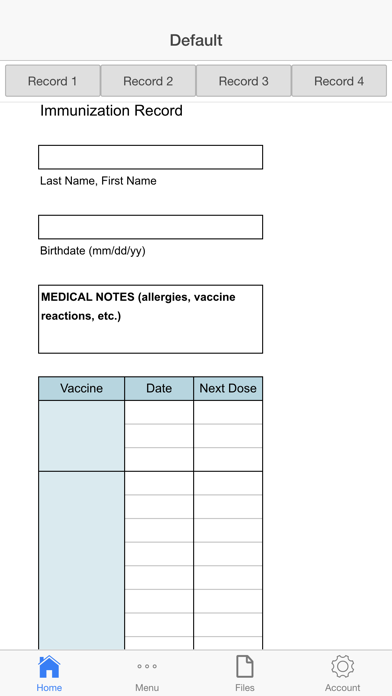 Tangkapan skrin Immunization Log