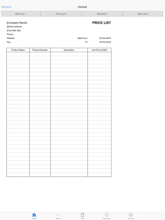 Price Lists iPad 應用截圖